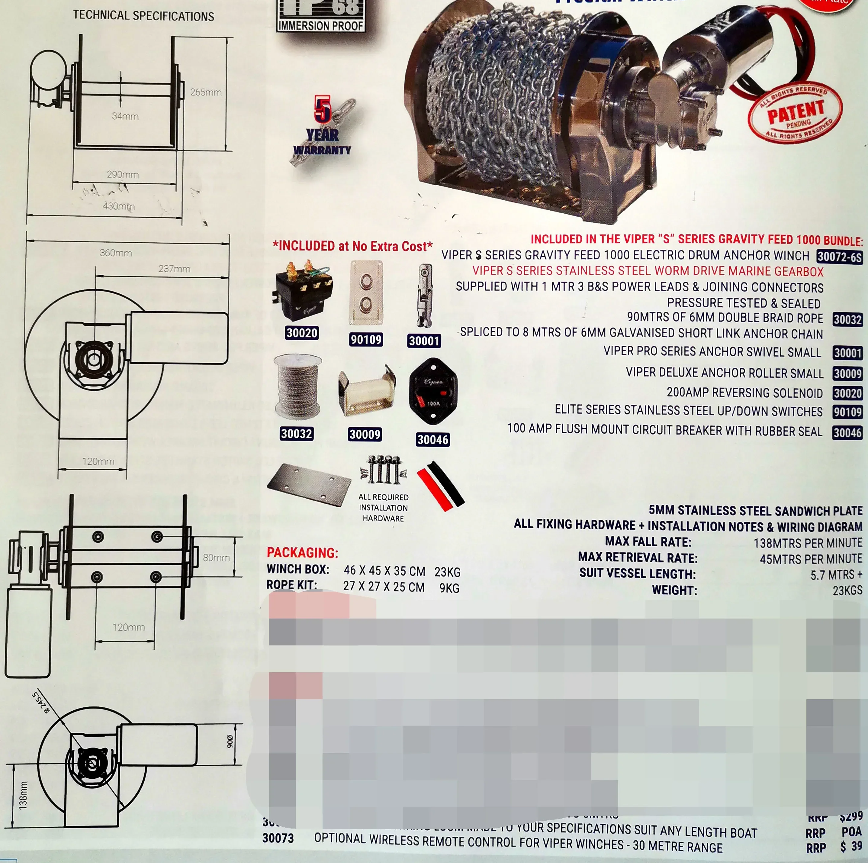 Marine Equipment 1000W 316 Sta - Fishing Boat Anchor Winch ulasan dan harga