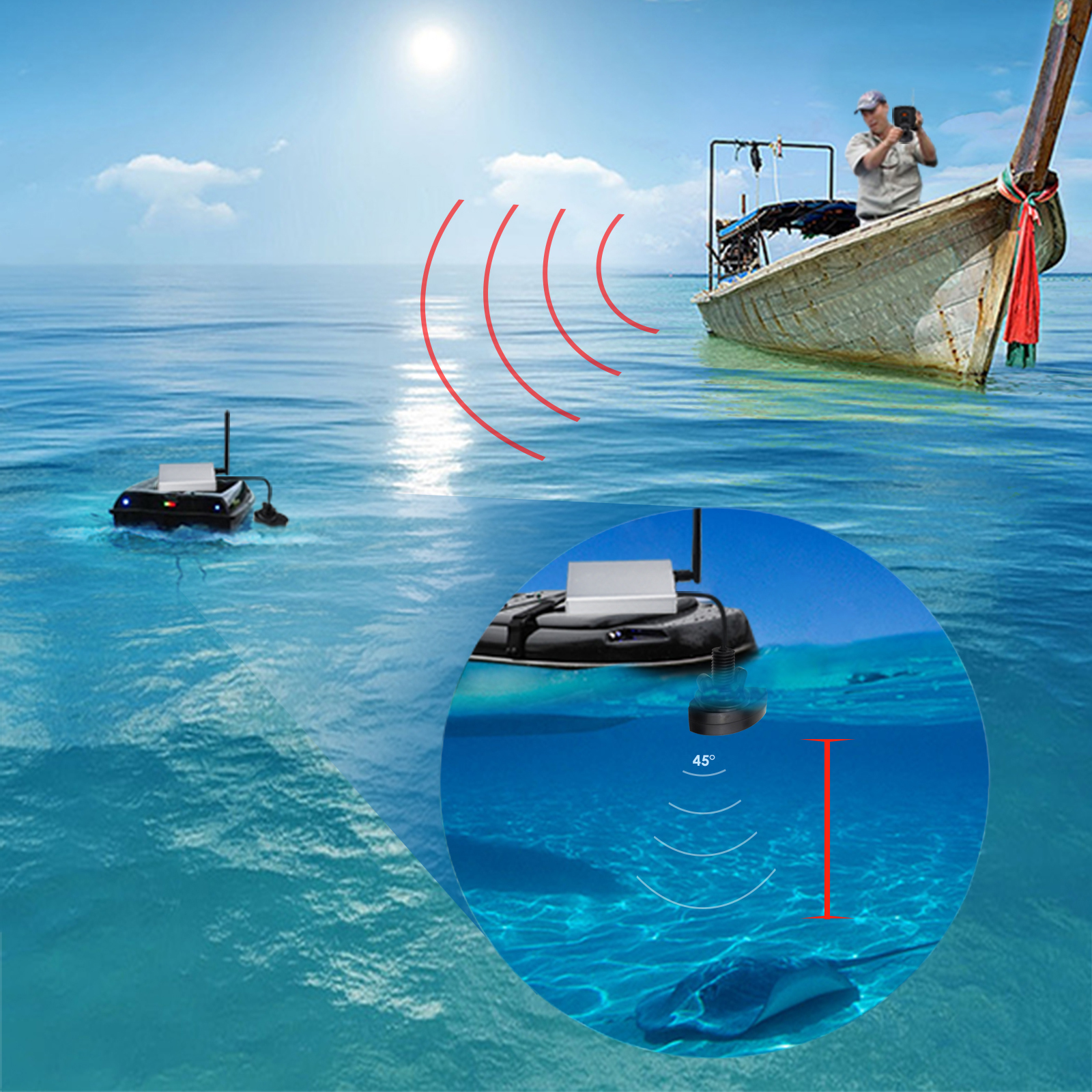 LUCKY Fishfinder 300m/ 980ft F - Fishing Boat Depth Finder ulasan dan harga
