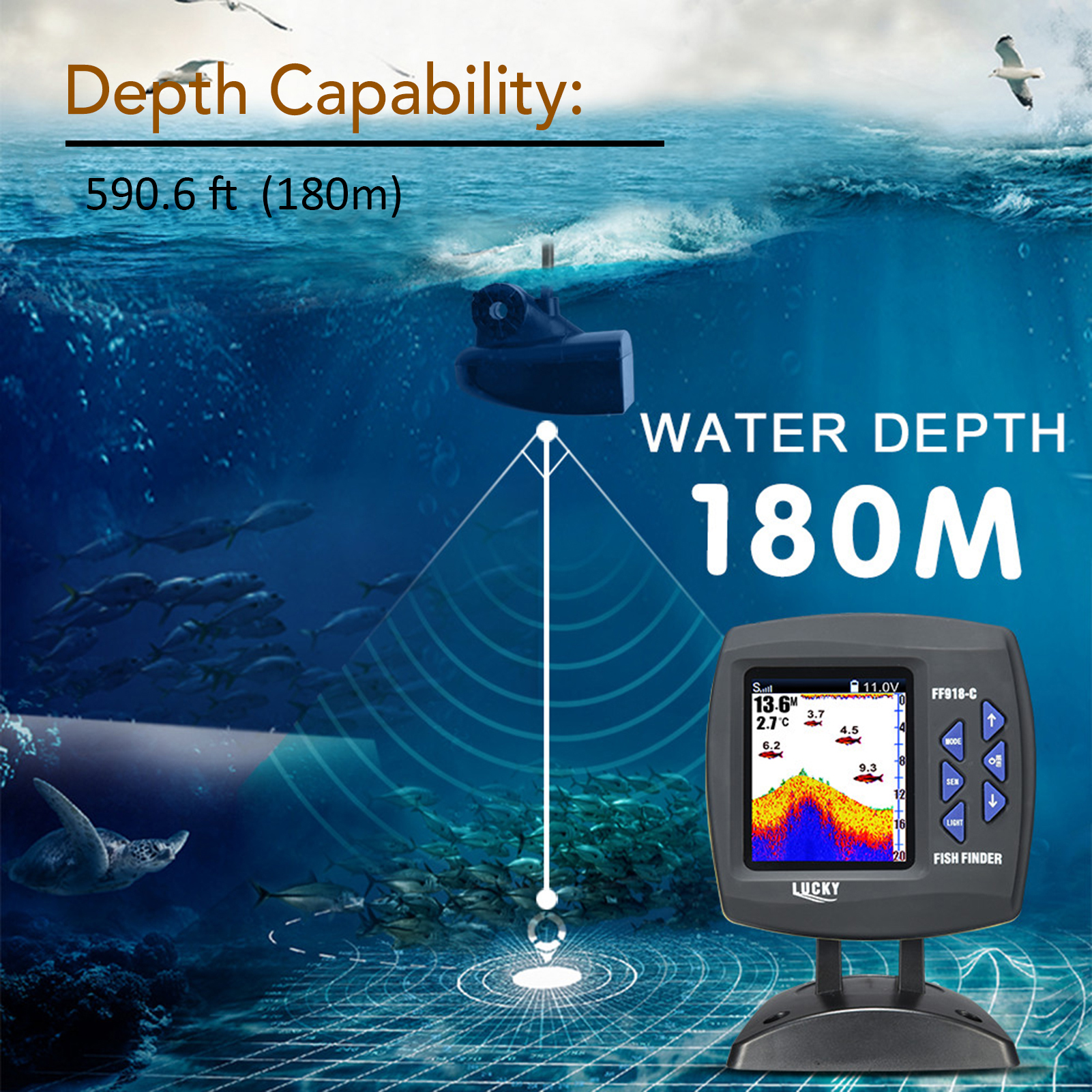 Portable Fish Finder Wireless  - Fishing Boat Depth Finder ulasan dan harga